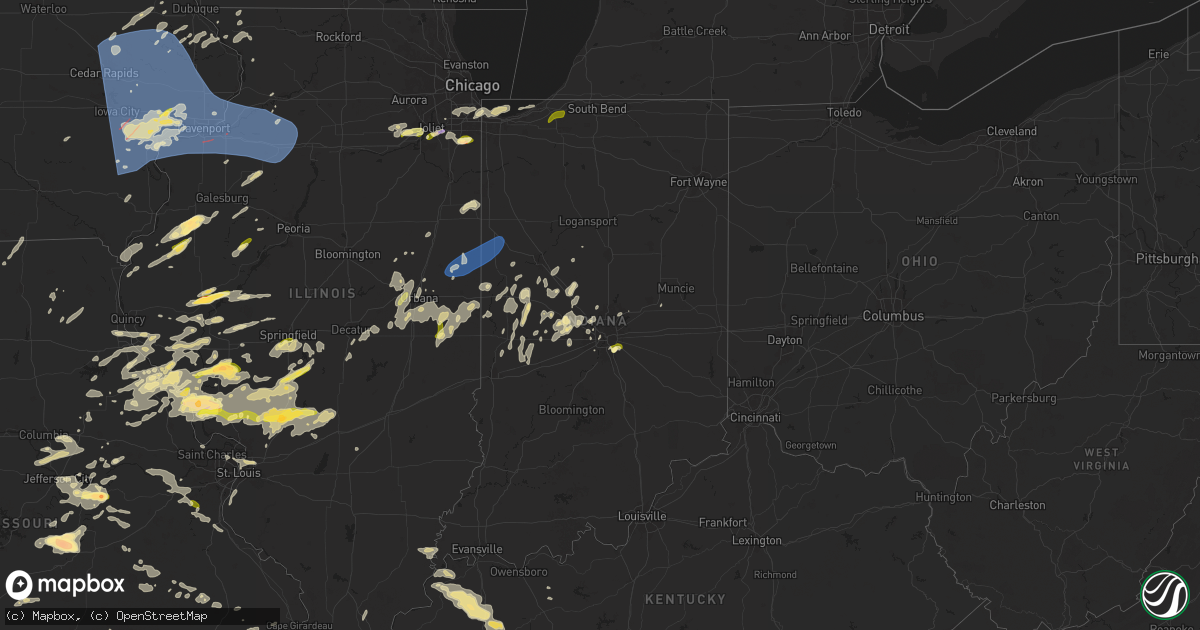 Hail map in Indiana on May 24, 2024
