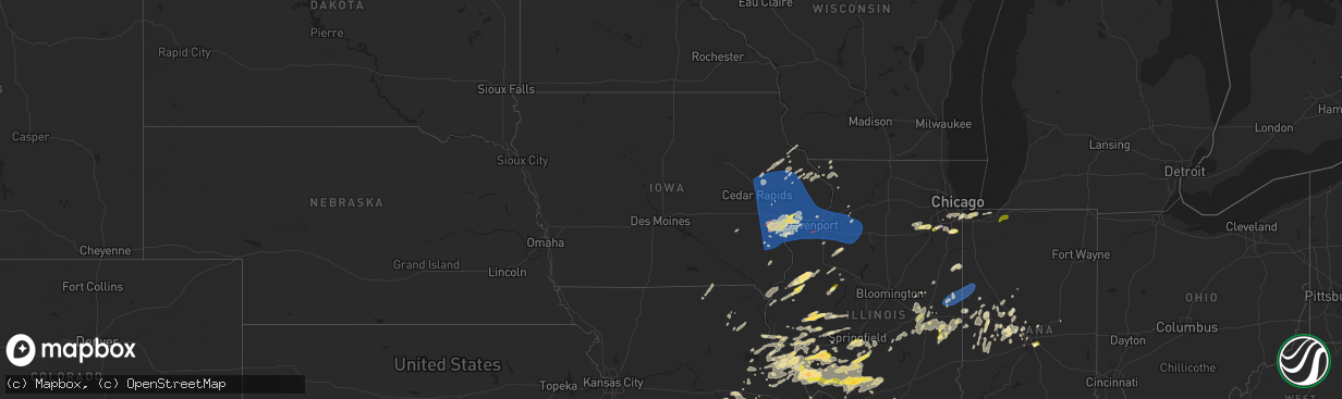 Hail map in Iowa on May 24, 2024