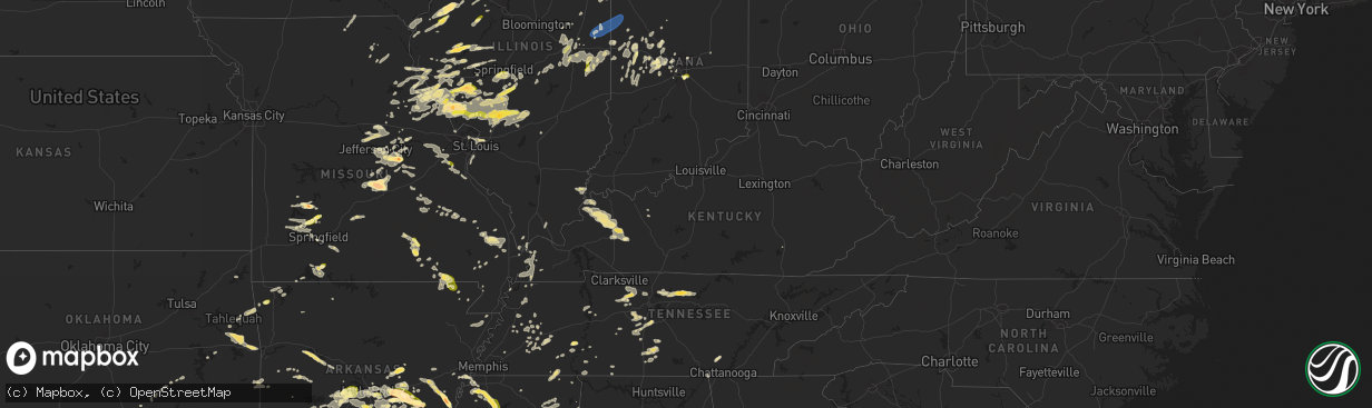 Hail map in Kentucky on May 24, 2024