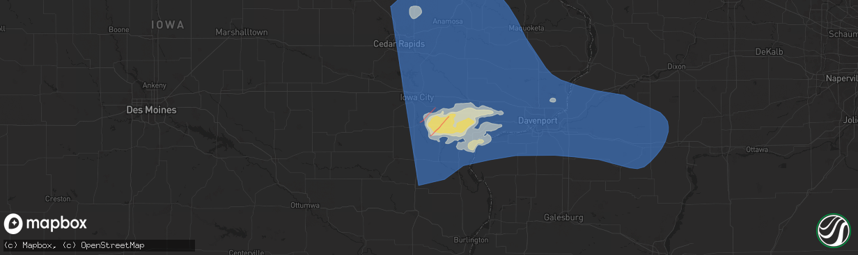 Hail map in Lone Tree, IA on May 24, 2024