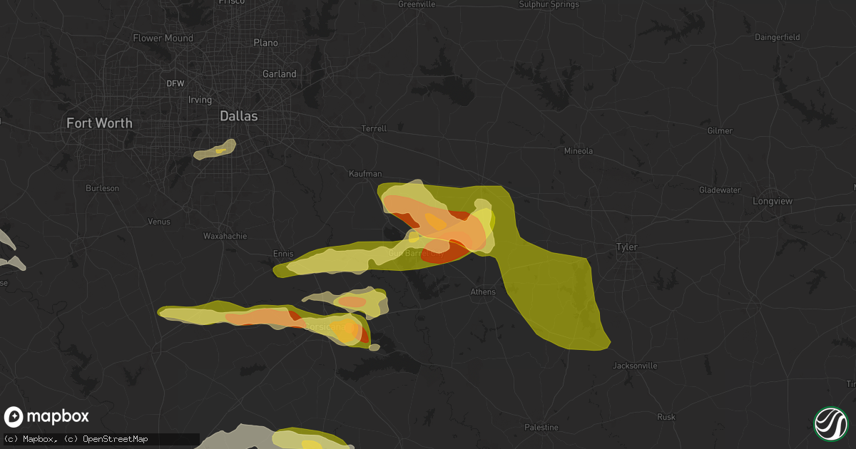 Hail map in Mabank, TX on May 24, 2024