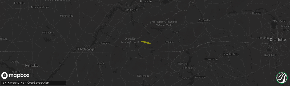 Hail map in Marble, NC on May 24, 2024