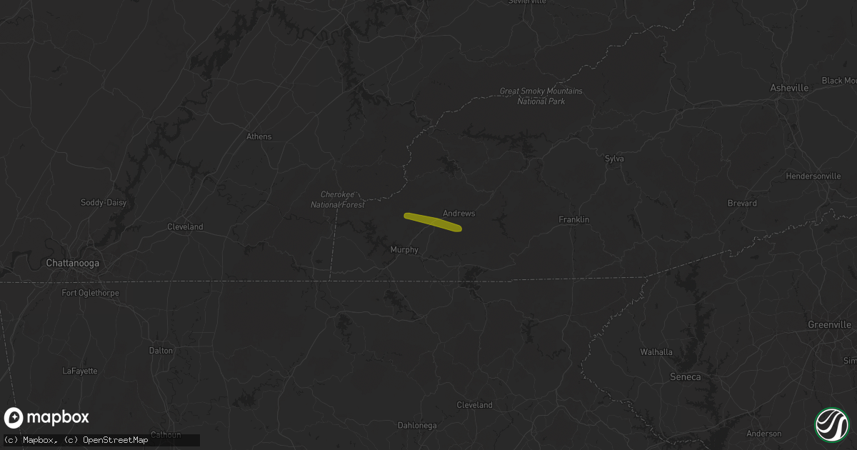 Hail map in Marble, NC on May 24, 2024