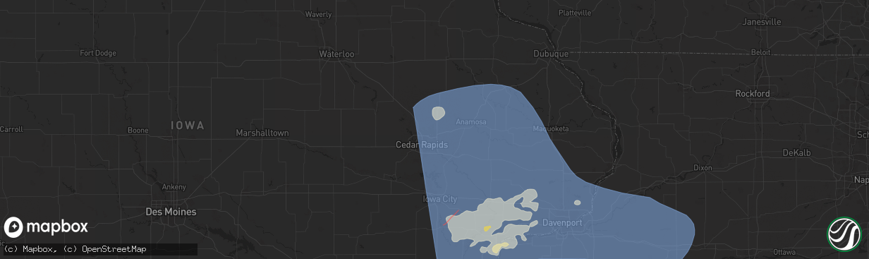 Hail map in Marion, IA on May 24, 2024