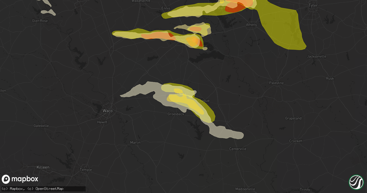 Hail map in Mexia, TX on May 24, 2024