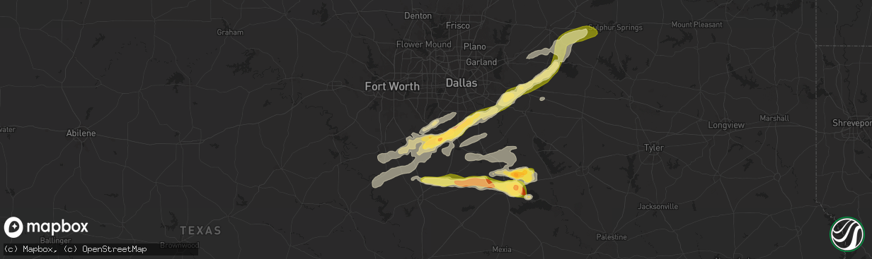 Hail map in Midlothian, TX on May 24, 2024