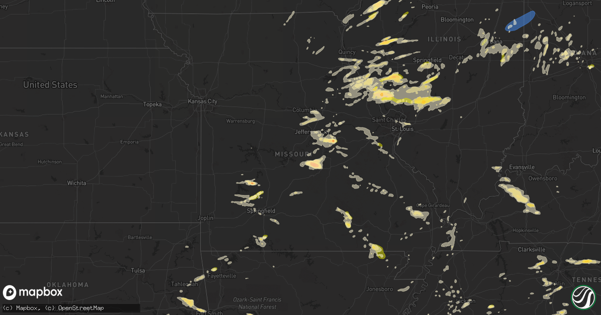 Hail map in Missouri on May 24, 2024