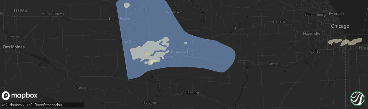 Hail map in Moline, IL on May 24, 2024