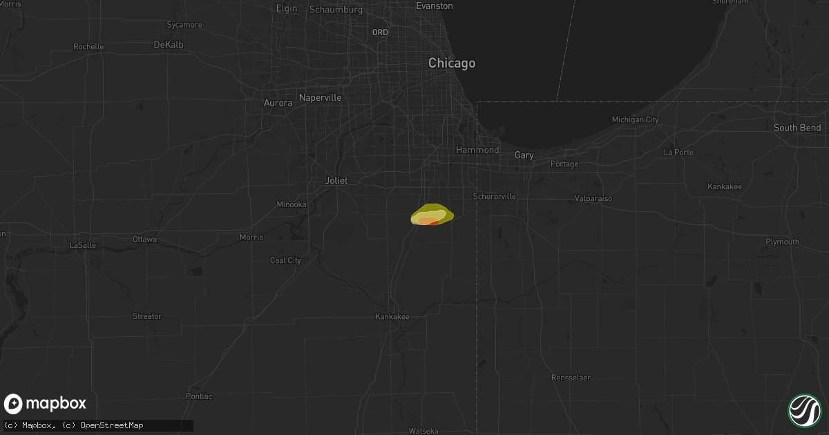 Hail map in Monee, IL on May 24, 2024