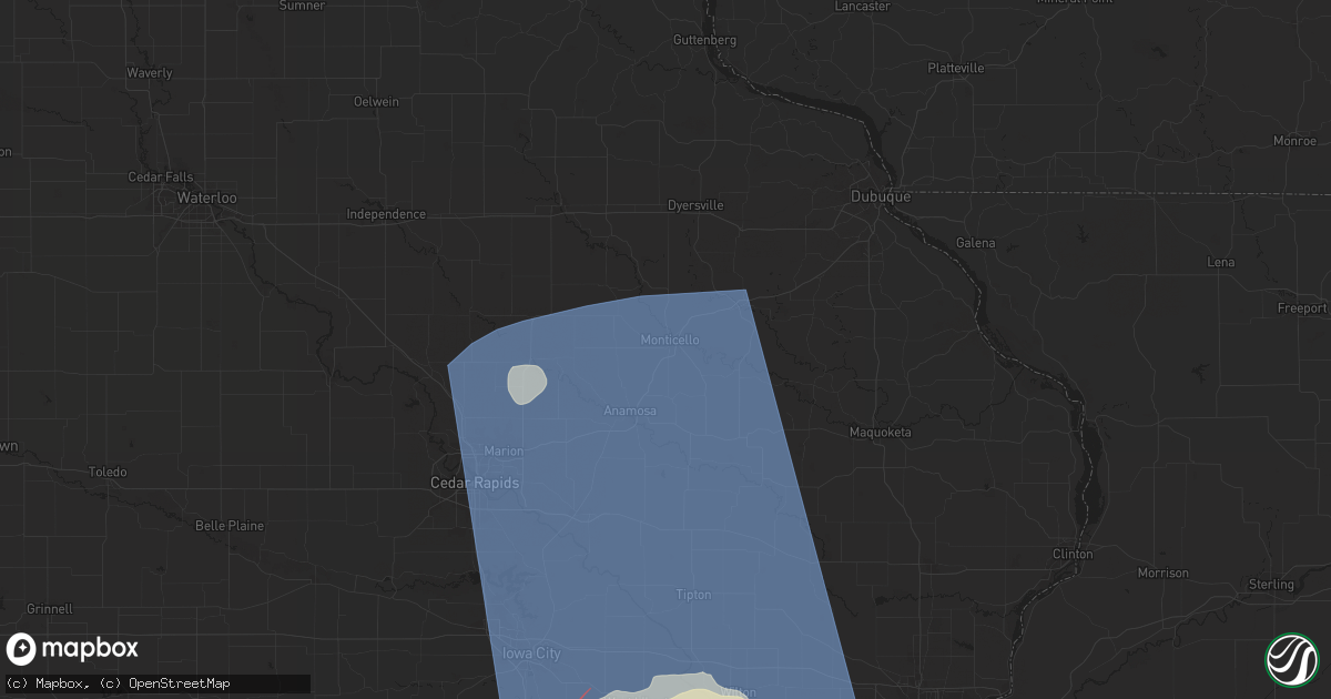 Hail map in Monticello, IA on May 24, 2024