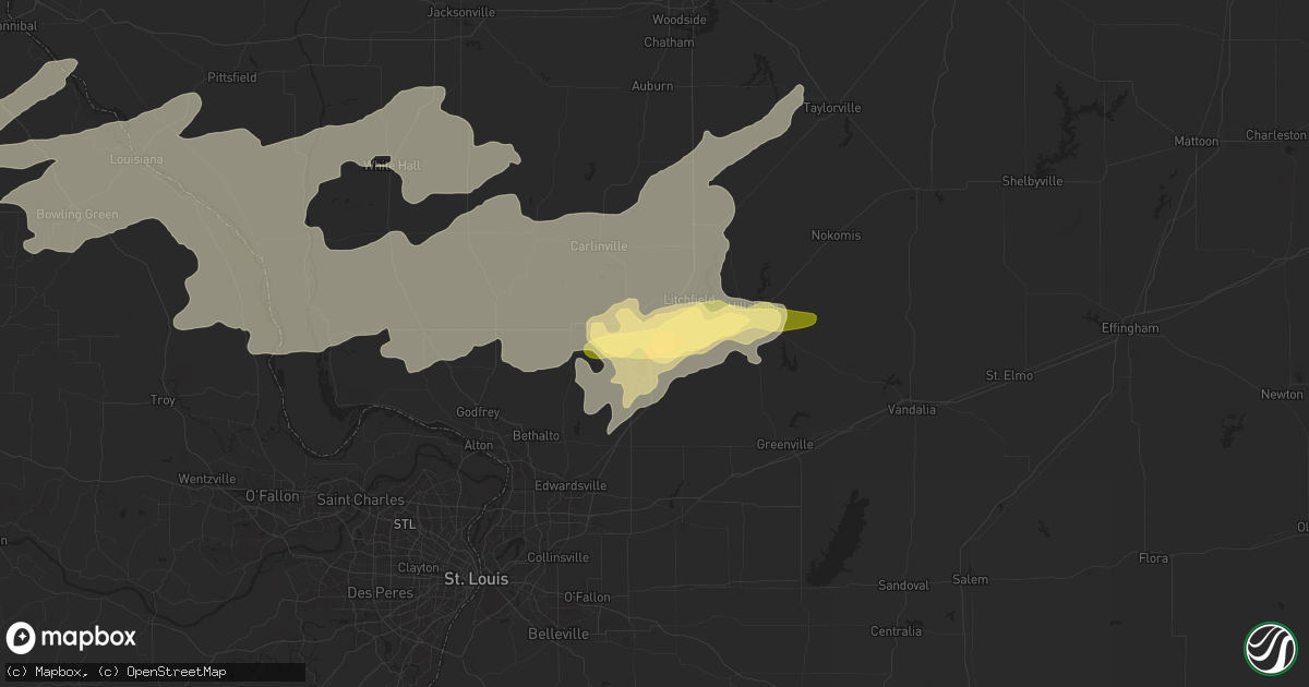 Hail map in Mount Olive, IL on May 24, 2024