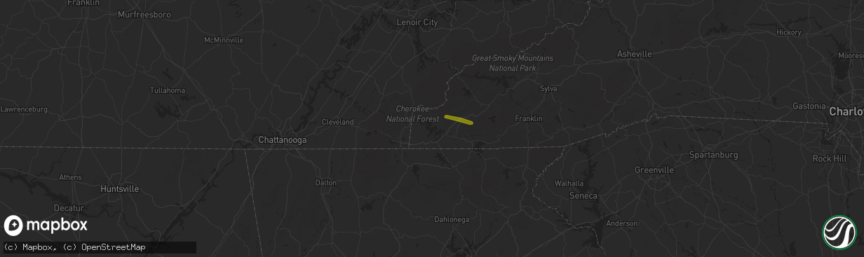 Hail map in Murphy, NC on May 24, 2024