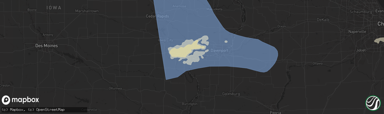 Hail map in Muscatine, IA on May 24, 2024