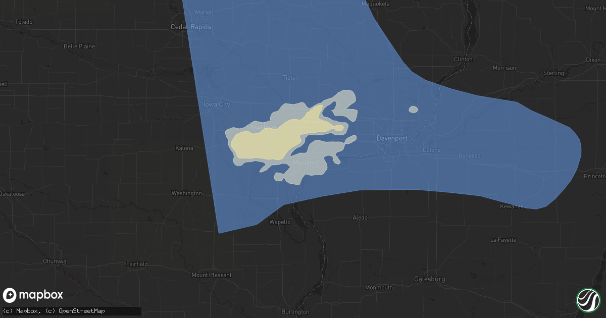 Hail map in Muscatine, IA on May 24, 2024