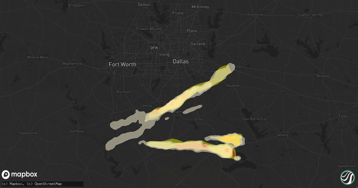Hail map in Red Oak, TX on May 24, 2024