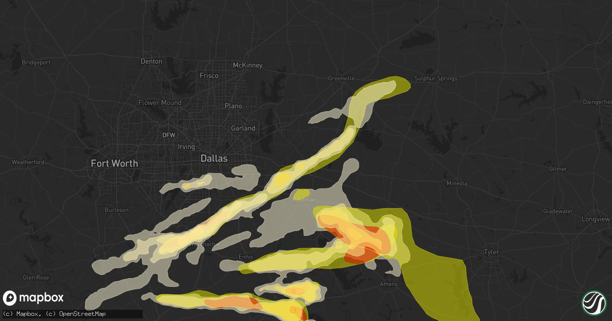 Hail map in Terrell, TX on May 24, 2024