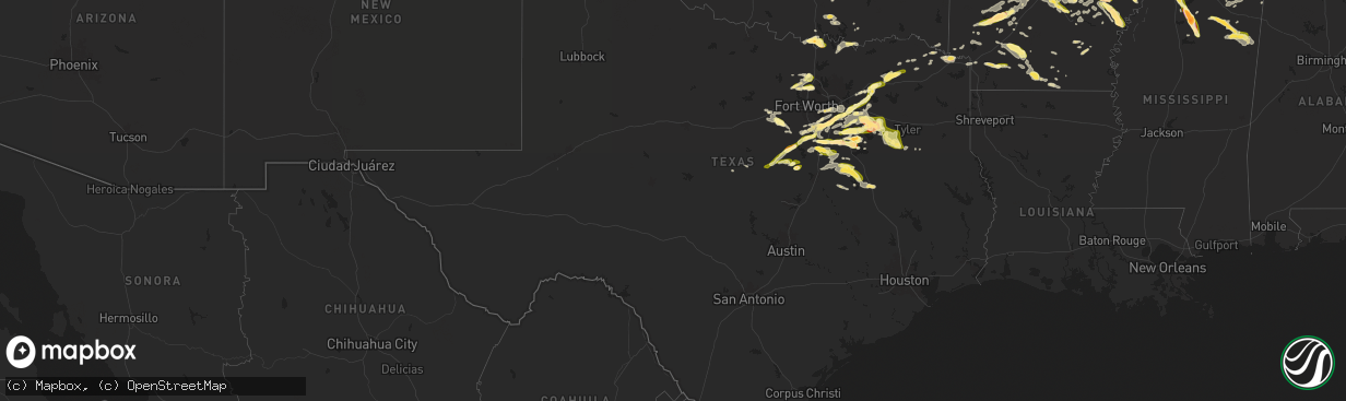 Hail map in Texas on May 24, 2024