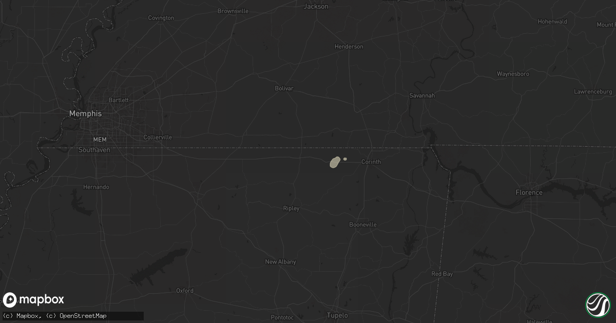 Hail map in Walnut, MS on May 24, 2024