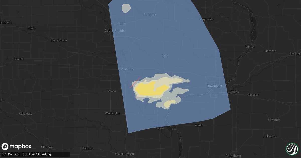 Hail map in West Liberty, IA on May 24, 2024