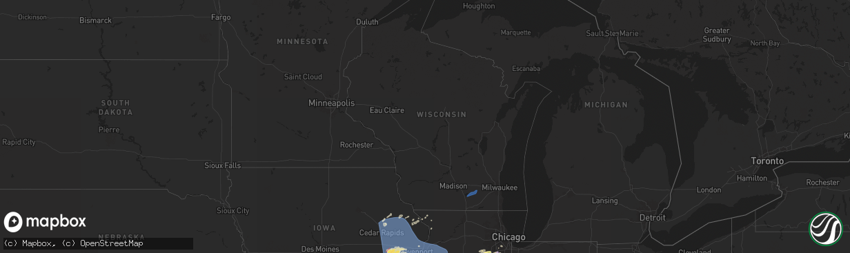 Hail map in Wisconsin on May 24, 2024
