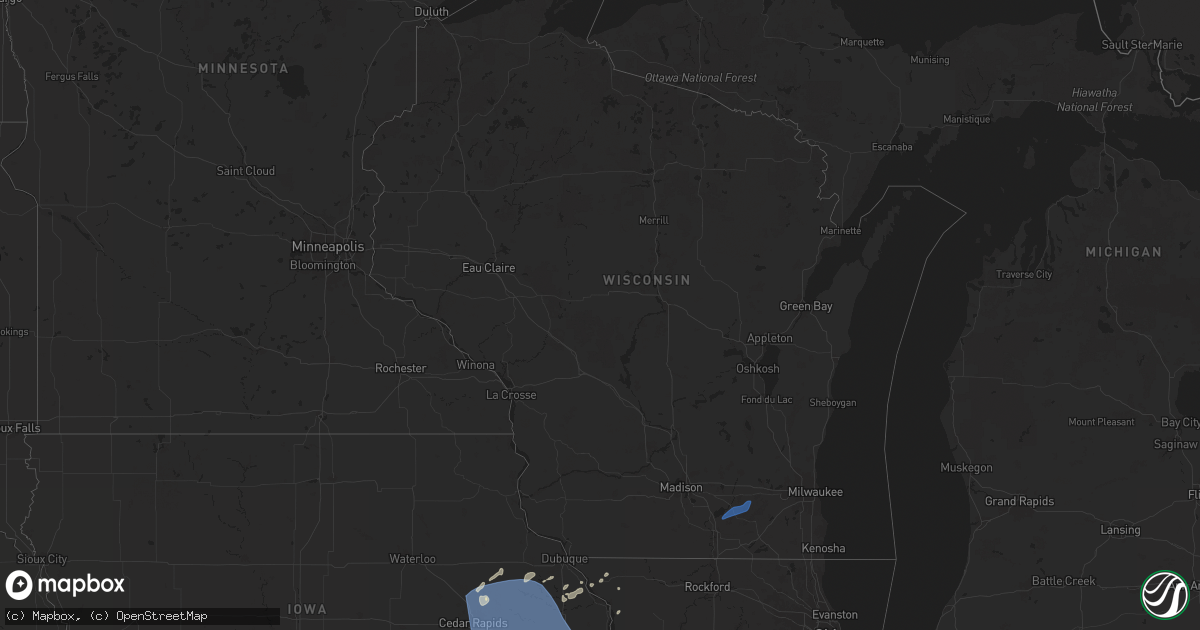 Hail map in Wisconsin on May 24, 2024