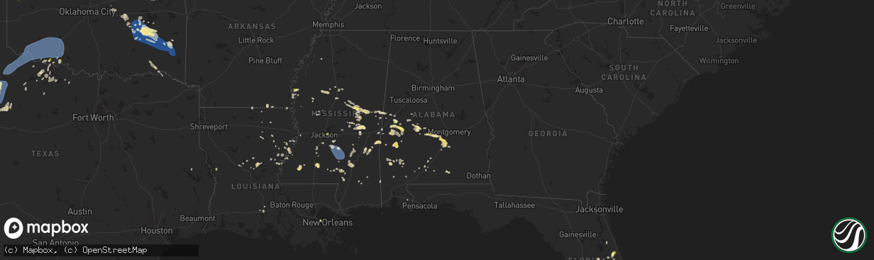 Hail map in Alabama on May 24, 2025