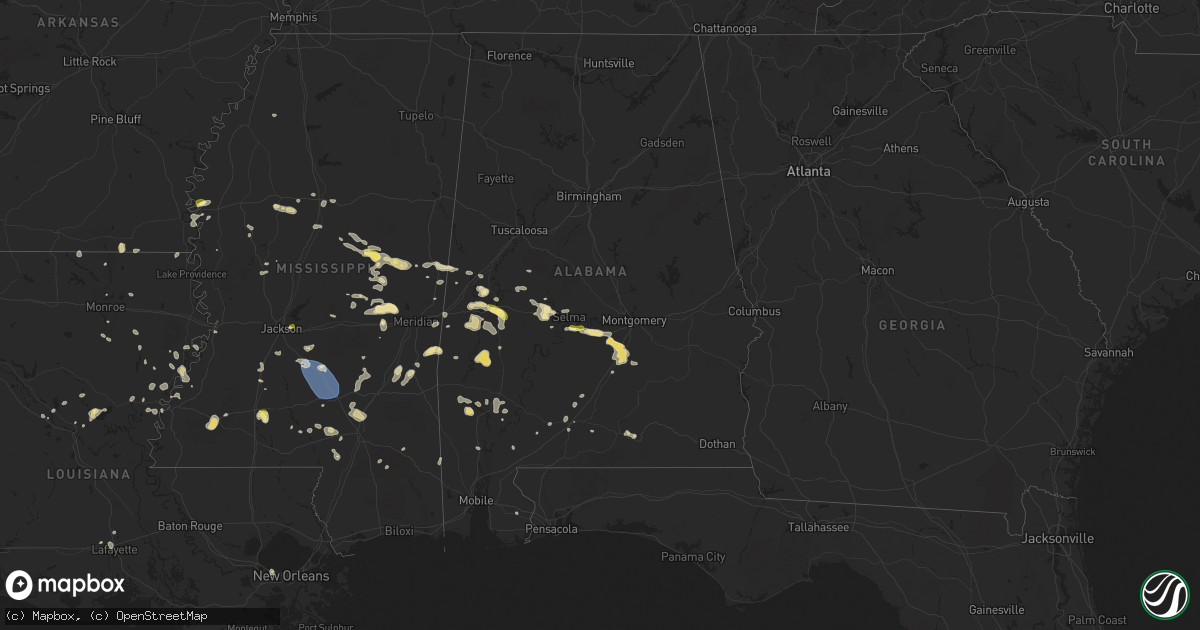 Hail map in Alabama on May 24, 2025