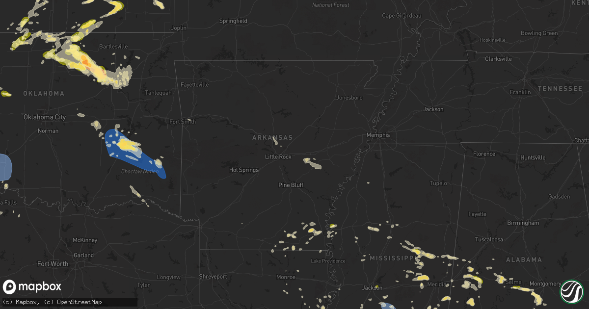 Hail map in Arkansas on May 24, 2025
