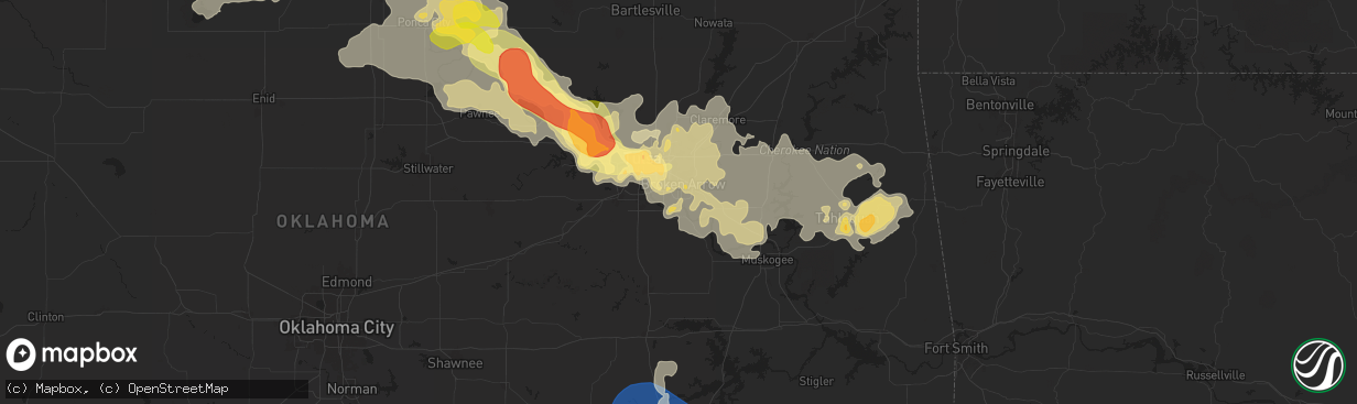 Hail map in Broken Arrow, OK on May 24, 2025