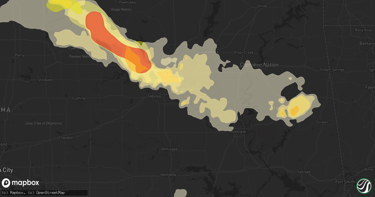 Hail map in Broken Arrow, OK on May 24, 2025