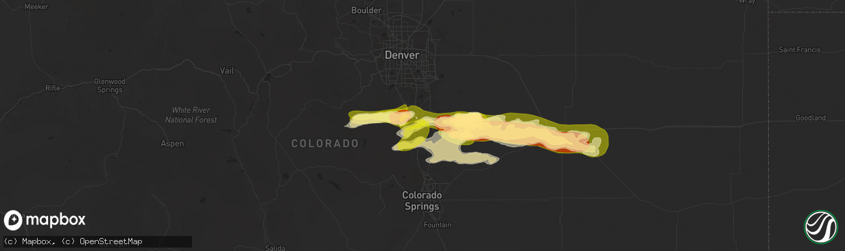 Hail map in Castle Rock, CO on May 24, 2025