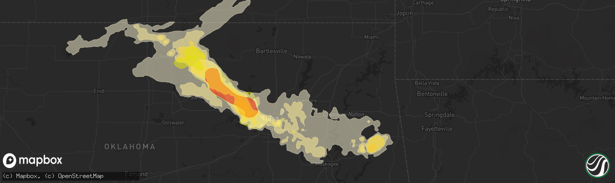Hail map in Claremore, OK on May 24, 2025