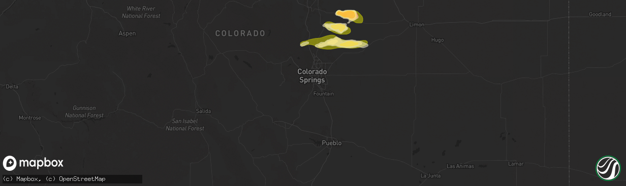 Hail map in Colorado Springs, CO on May 24, 2025