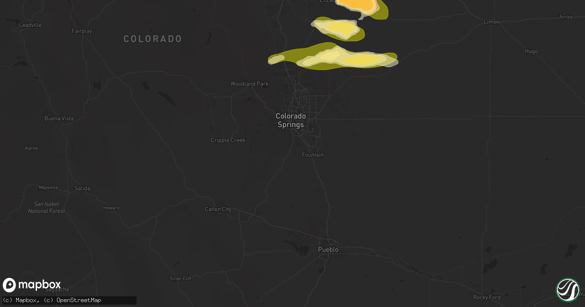 Hail map in Colorado Springs, CO on May 24, 2025