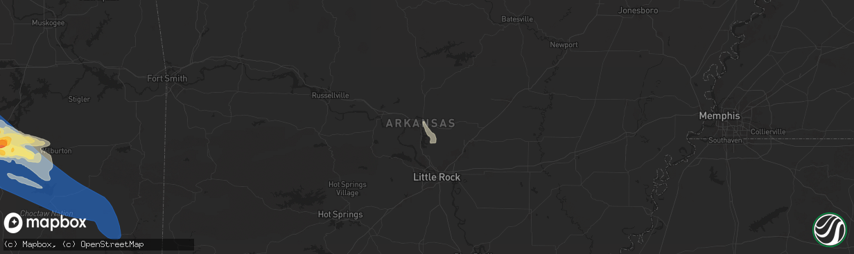 Hail map in Conway, AR on May 24, 2025