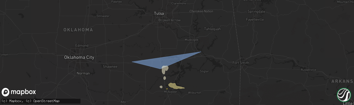 Hail map in Council Hill, OK on May 24, 2025