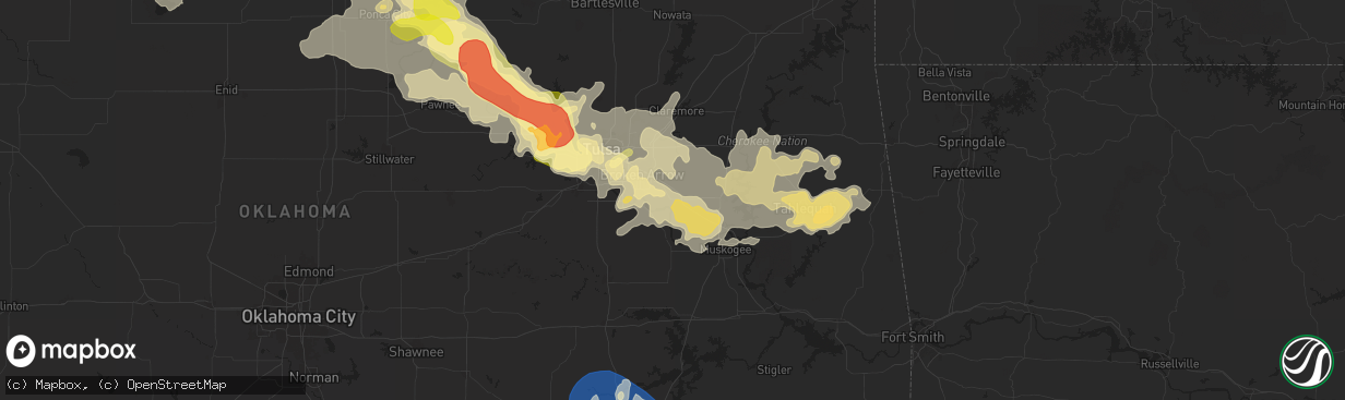 Hail map in Coweta, OK on May 24, 2025