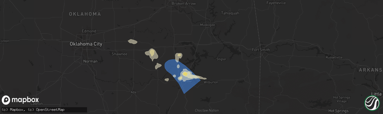 Hail map in Eufaula, OK on May 24, 2025