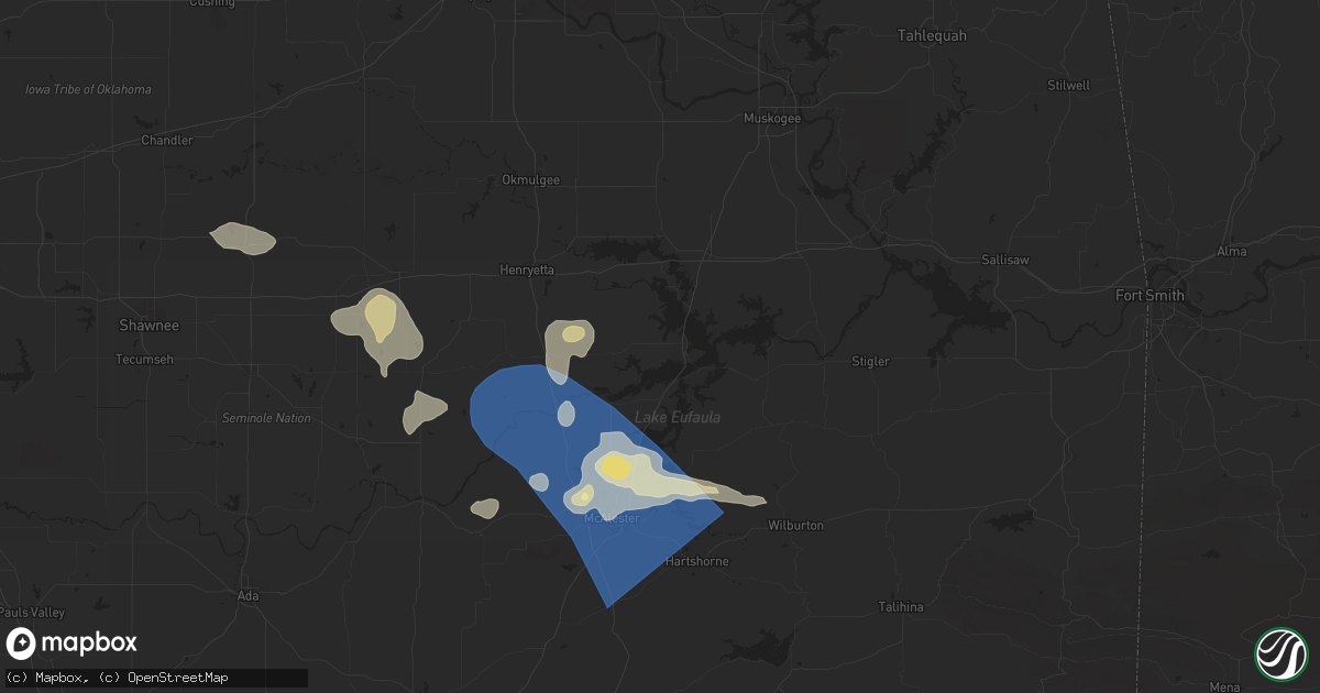 Hail map in Eufaula, OK on May 24, 2025