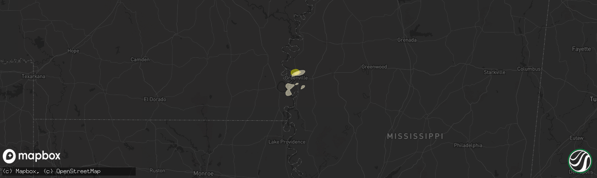 Hail map in Greenville, MS on May 24, 2025