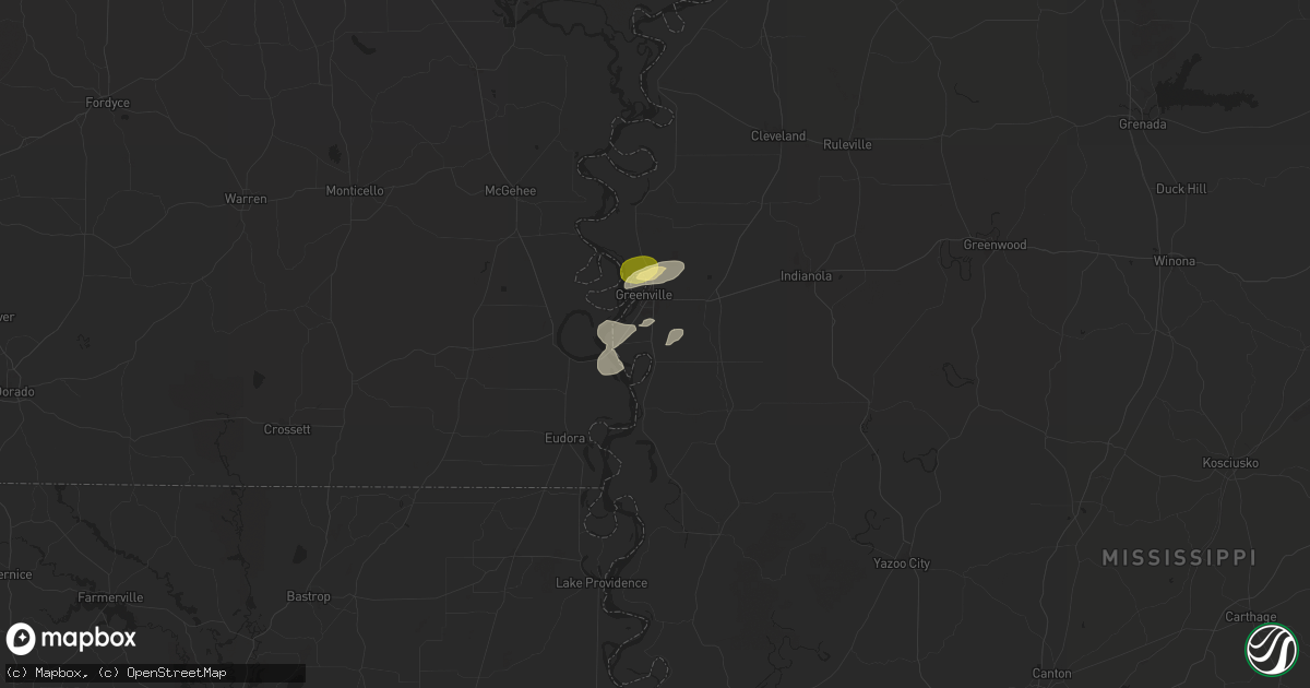 Hail map in Greenville, MS on May 24, 2025