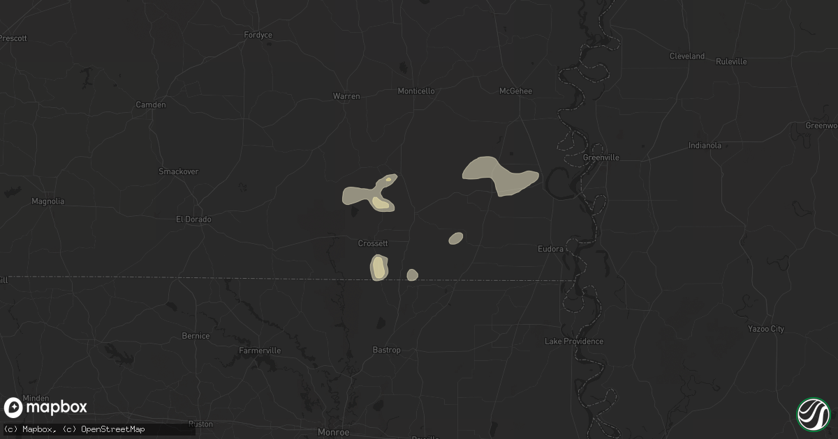 Hail map in Hamburg, AR on May 24, 2025