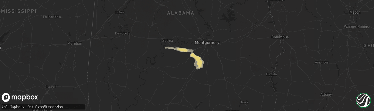 Hail map in Hayneville, AL on May 24, 2025