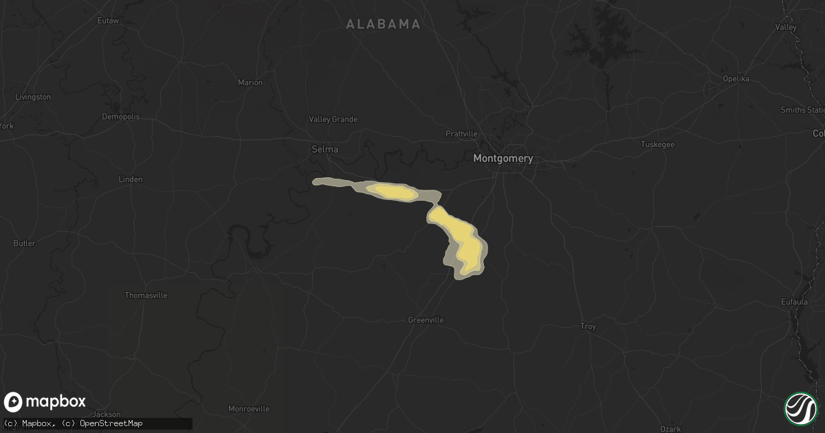 Hail map in Hayneville, AL on May 24, 2025