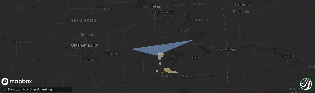 Hail map in Henryetta, OK on May 24, 2025