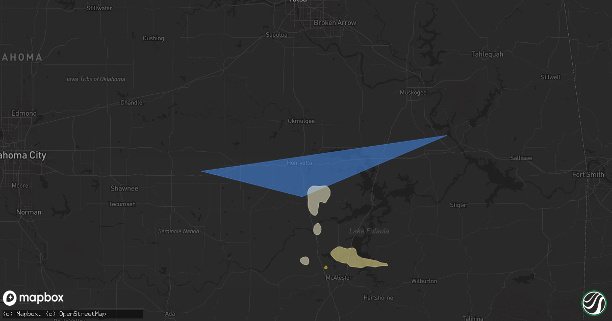 Hail map in Henryetta, OK on May 24, 2025