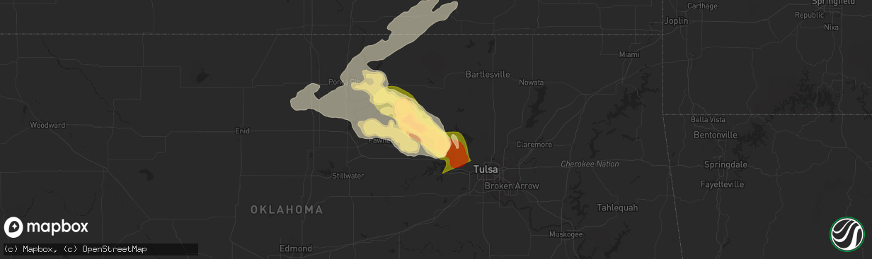 Hail map in Hominy, OK on May 24, 2025