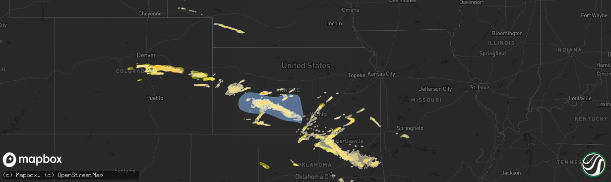 Hail map in Kansas on May 24, 2025
