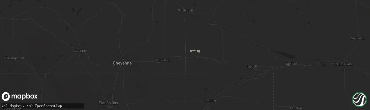 Hail map in Kimball, NE on May 24, 2025