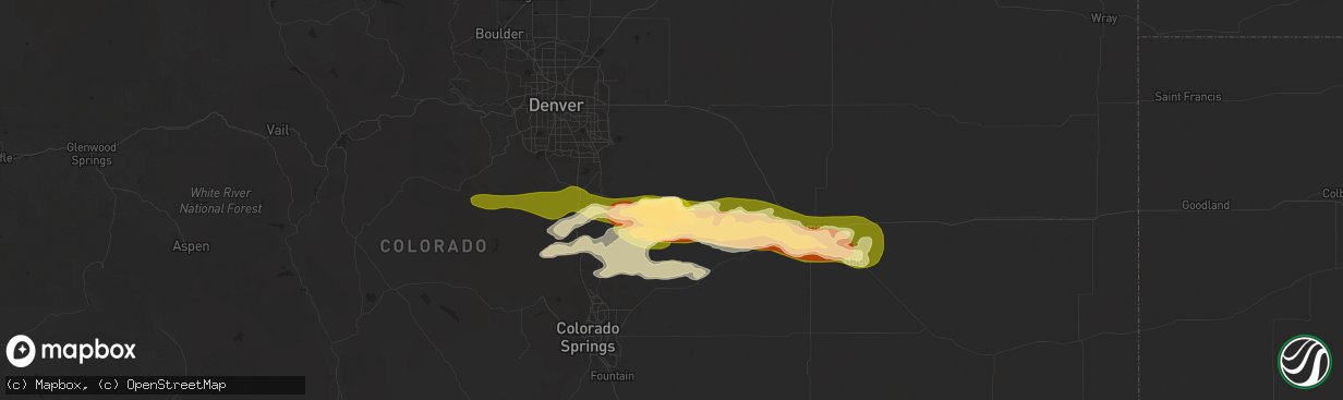 Hail map in Kiowa, CO on May 24, 2025